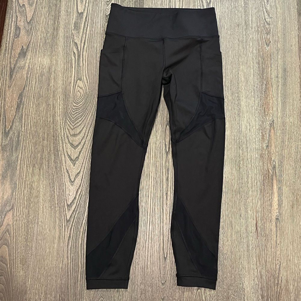 Member's Mark Compression Ankle Leggings Mesh Panel High-Rise Black Size Large